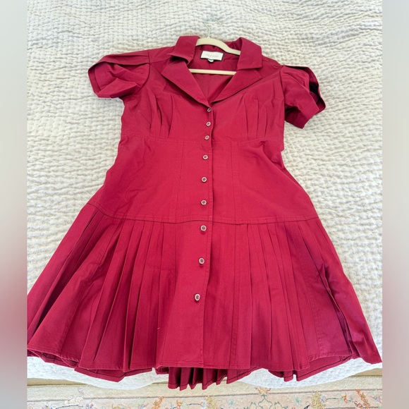 Alexis Burgundy Pleated Dress - Picture 1 of 2